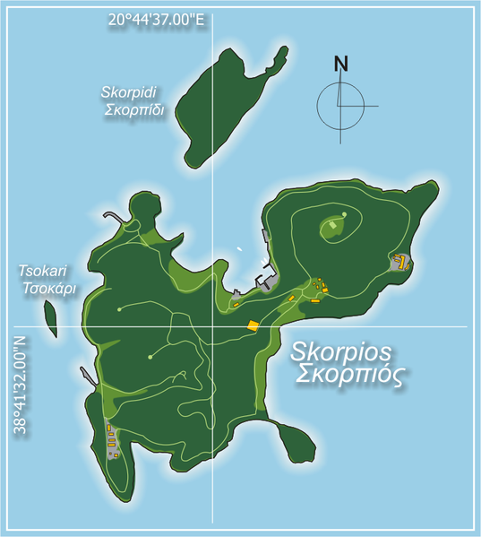 Mapa ostrva Skorpios
